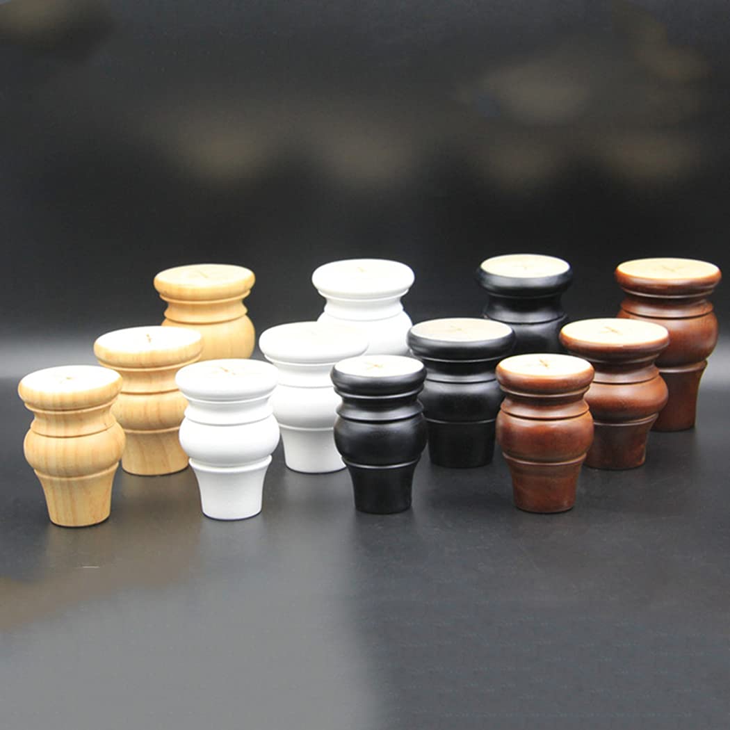 CHEWYNP Gambe per mobili in Legno massello Tipo Zucca Piedini per mobili Gambe per tavoli di Ricambio, per Divano Letto, Armadio, Sedia, Divano, Piedi per scrivania, Bianco 4 Pezzi (6 cm)