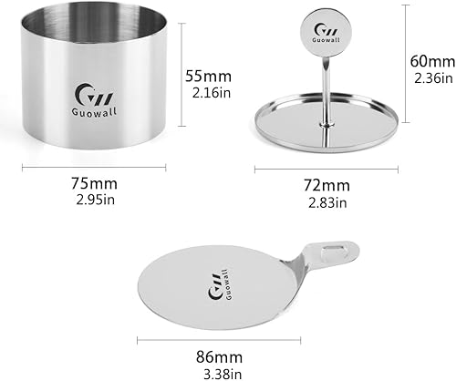 Miniatura 5 de Guowall Molde redondo para tartas de acero inoxidable, molde de mousse para tartas, incluye empujador y levantador, accesorios para hornear, 3