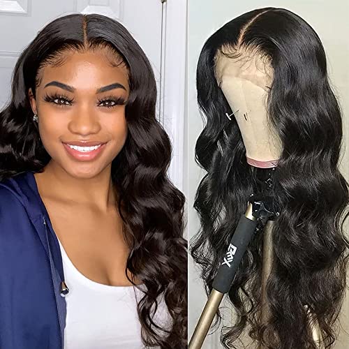 Rebecca Fashion 13x4 Lace Front Wigs Human Hair Pre Plucked with Baby Hair 150% Denisty Brazilian Body Wave Lace Front Wigs for Black Women Natural Color (14 inch)