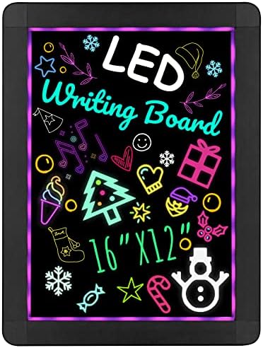 Kookoosmart LED Writing Message Board, Neon Glow Drawing Board, Light Up Flashing Box Message, Erasable Board Arts and Acrylic Kids Crafts Doodle, For Children's Day/Shop/School/Bar/Cafe (40×30CM)