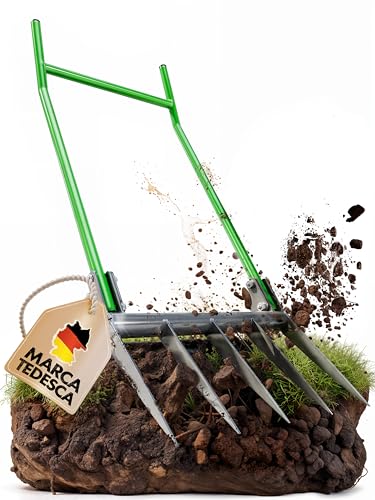 GARLINGO Forcone da Giardino | Forcone a 50 cm di Larghezza | Con Maniglia per Massima Efficacia di Leva | Forcone da Giardino, Forcone da Ortaggio, Forcone Doppia Forcone da Giardino, Denti da