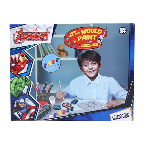 Image of SKOODLE Avengers Creative Kids Art and Craft Kit - Fridge Magnet Making DIY Toy for Ages 8 Years & Above, Fun Kids Activity - Includes Moulds and Paints for Endless Crafting Adventures