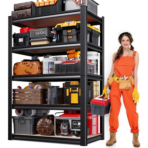 Image of 71 inchH Garage Shelving-5 Tier Storage Shelves,Adjustable Heavy Duty Metal Shelving Unit and Storage Large Rack,Utility Steel Shelf For Warehouse Industrial Pantry Basement Organizers 71 inchx32 inchx14 inch