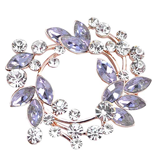 Image of Gyn&Joy Clear Crystal Rhinestone Floral Wreath Pin Brooch BZ005