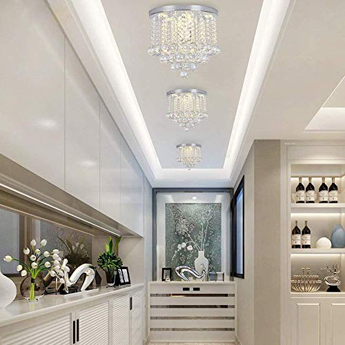 Junhong-Flush-Mount-Ceiling-Light-LED-3-Brightness-K9-Crystal-Chandelier-Pendant-Light-Apply-to-Living-RoomCorridorAisle-Lightswith-LED-Bulbs-D138-x-H11-D35cm-x-H28cm