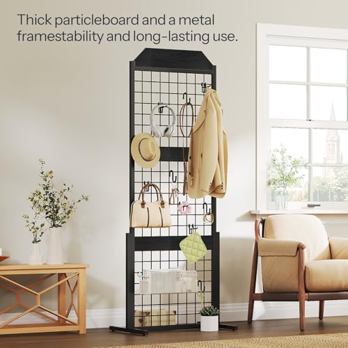Image of HOOBRO Grid wall Panel units 5.6' x 1.7' Ft Grid Display Rack, Black