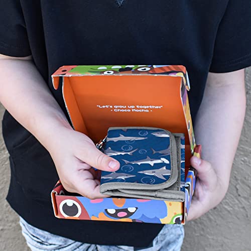Choco Mocha Kids Wallets For Boys 3-5 6-8 Shark Velcro Wallet With Zippered Coin Pocket Card Holders, Little Boys Toy Wallets For Kids Travel Wallets With Lanyard Gift Box, Christmas Gift For Kids, Blue #TOP1