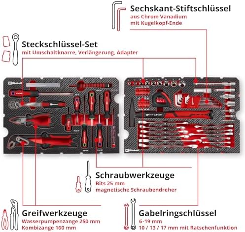 Bild 4 - Original Einhell E-CASE 80-tlg. Werkzeugkoffer (Werkzeug-Set im robusten, stapelbaren Kunststoffkoffer als ideale Grundausstattung für den Haushalt, die Werkstatt oder unterwegs)