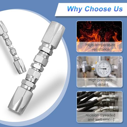 Image of 4pcs Reusable Hydraulic Hose Repair Kit,1 /4 inch,3 /8 inch,1 /2 inch Inner Diameter Compatible with SAE 100R2 R16 R17 R19 2-wire Hydraulic Hoses,Can Quickly Repair Hydraulic Hose Faults, Reusable Hydraulic Fitting