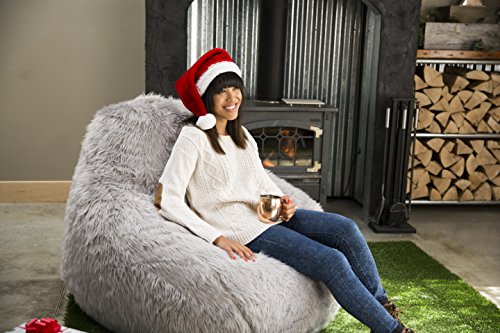 Big Joe Teardrop Bean Bag Chair, Gray Shag Fur, Soft Faux Fur, 3 Feet Big #TOP3