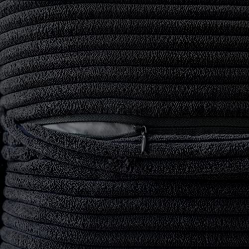 MIULEE Corduroy Cushion Covers Pack of 2 Decorative Modern Patchwork Throw Pillow Covers Soft Pillowcase Cushions for Home Spring decor Sofa Couch with Invisible Zipper 20x20 Inch Black - Image 4