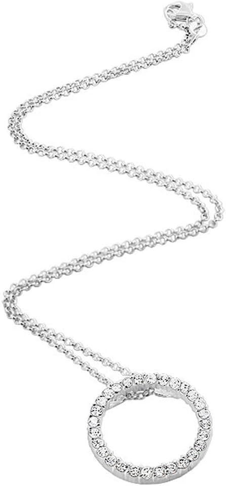 Gem Avenue 925 Sterling Silver Round CZ Eternity Pendant with Rolo Chain Necklace - Image 7