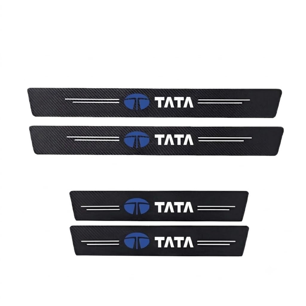 4PCS Car Door Sill Protector Carbon Fiber Sticker | Anti-Scratch Entry Guard Strip Compatible with Tata Nexon, Punch, Harrier, Safari, Tiago, Altroz, Curvv, Tiago, Nexon EV & Other Tata Cars-image-8