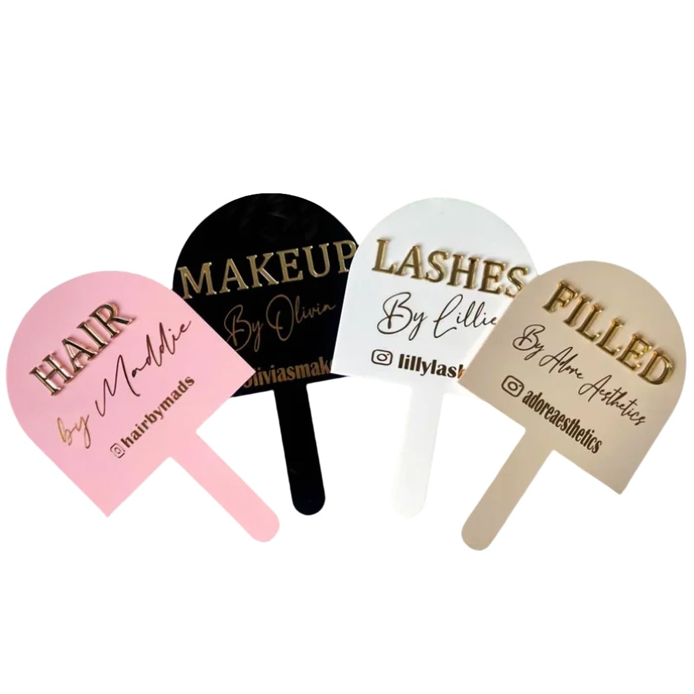 Personalised Beauty Handheld Mirror, Mirrors For Lash Techs, Custom Acrylic Hand Mirror, Face Shield, Hair Dressing Prop, Aesthetics Gifts For Her(Pink)