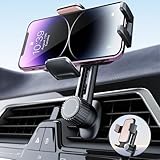 【全方位自由調整可能】スマホホルダー 車載携帯ホルダー スタンド 伸縮アーム 長さ・高さ調整可能 360度回転 カー用品 エアコン吹き出し口 スマホ片手操作 安定性拔群 クリップ式 取り付け簡単 手帳型ケース対応 車用品 4-7インチ全機種対応（ピンク）