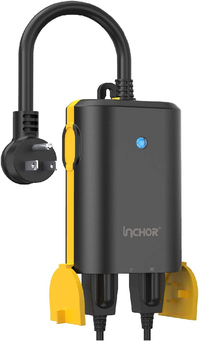 Outdoor Smart Plug, INCHOR Outdoor WiFi Plug with 2 Smart Outlets, Energy Monitoring, Remote Control, Waterproof, Timer, FCC Certified, Compatible with Alexa, Google Assistant