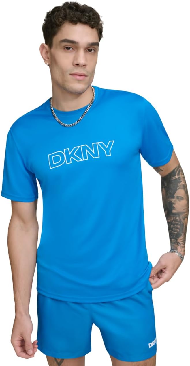 DKNY Mens Short Sleeve Quick Dry 40+ Protection UPF Active Top