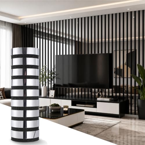 Image of Wall Panels Self Adhesive Mirror Effect 6mm Peel and Stick Striped Wall Panels, 3D Acoustic Decorative Adhesive Wall Paper for Living Room Bedroom, DIY Home Decoration 300cm x 40cm, Sliver Black