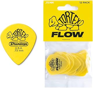 JIM DUNLOP 498P.73 Jazz III XL, Yellow, .73mm, 12/Player's Pack & Jim Dunlop Tortex Flow Standard .73mm Guitar Picks (558P.73)
