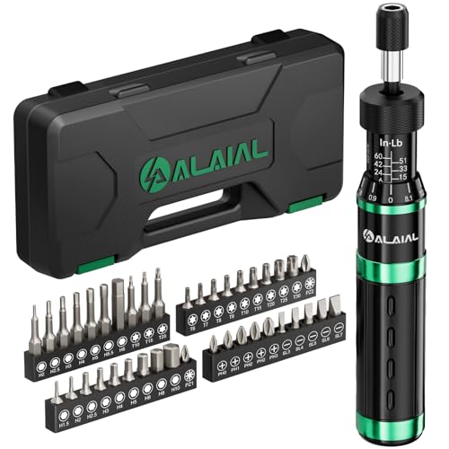 Torque Screwdriver Set, 6-60 Inch Pound lbs Torque Screwdriver, 1/4" Drive Inch Pound Torque Wrench for Maintenance, Tools, Bike Repairing and Mounting