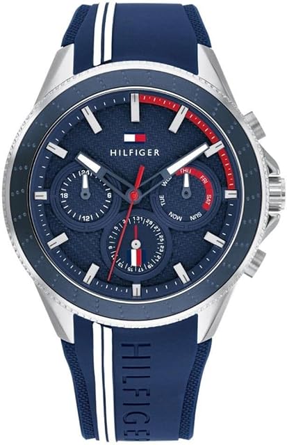 Tommy Hilfiger Analogue Multifunction Quartz Watch for Men with Blue Silicone Bracelet - 1791859