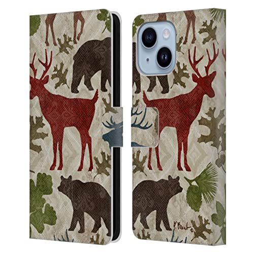 Étui portefeuille iPhone 14 Plus Paul Brent en cuir avec fentes cartes motif animaux de la forêt