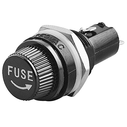 BestPlug Porte-fusible avec Bouchon à Visser pour fusible de 5 x 20 Fusible Fin jusqu'à 10 A 250 V pour Soudure ou à Brancher, Noir