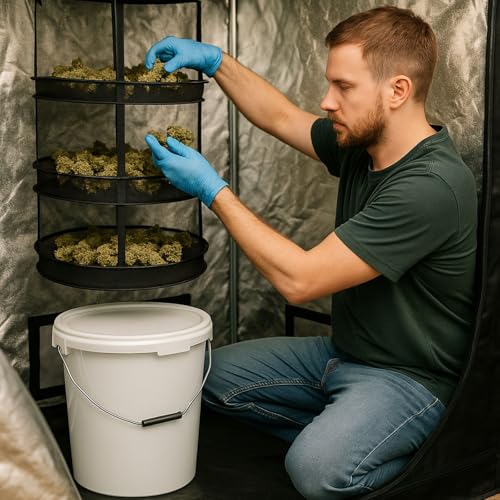 Cubo con Tapa 25 litros Weedness Blanco Impermeable Recipiente Plástico de Cultivo y Secado 2