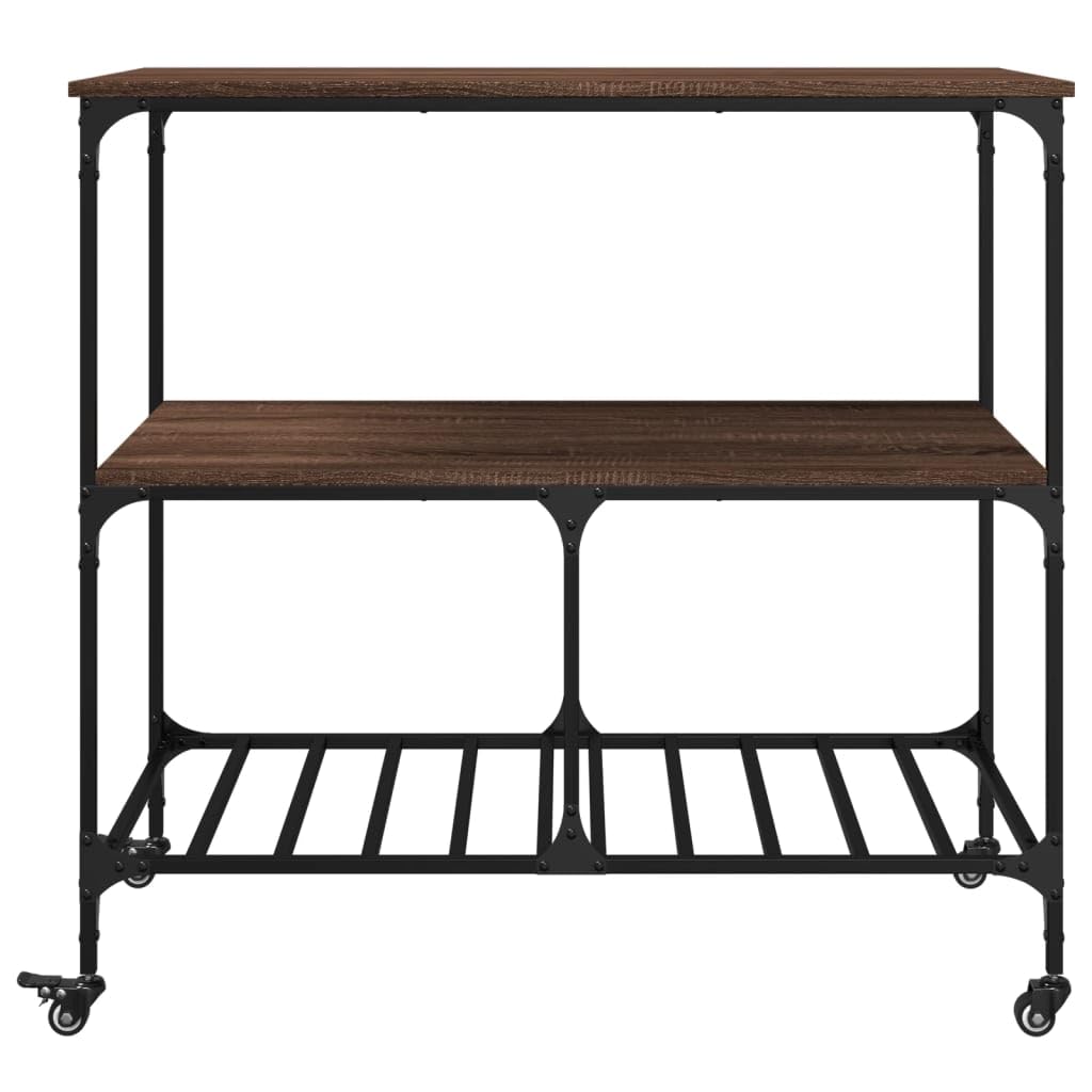 Fengshui Wózek kuchenny brązowy wygląd dębu 100 x 50 x 95 cm materiał drewnopochodny
