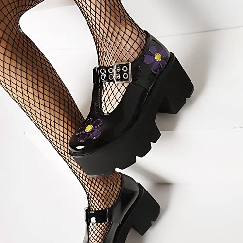 Sapatos femininos de plataforma gótica, sapatos punk para cosplay, uniformes, vestidos, sapatos de p