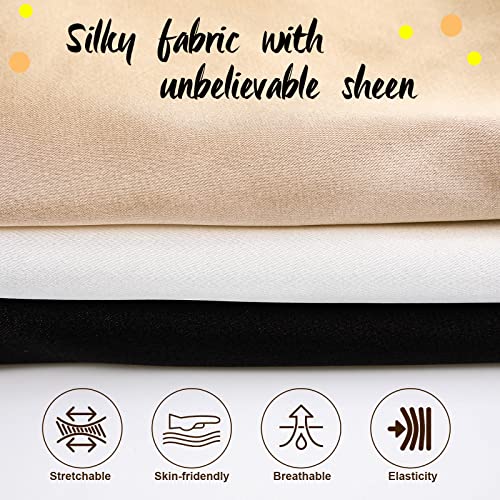 Mepase 3 Pcs Half Slip for Girl Satin Half Slip for Under Dresses Anti Static Extender Lace Long Knee Petticoat Skirt3