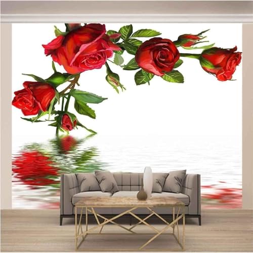 Sala De Estar, Dormitorio, Fondo De Pantalla, Flores Rojas, Flores, Paisaje, Mural 3D, Decoración De Pared De La Casa-300Cm×210Cm