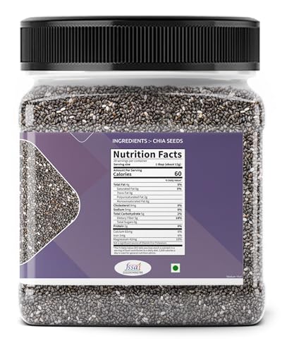 Image of Kitchen Jungle Raw Chia Seeds 300g Jar Pack of 2 | chia Seeds For Eating | Diet Snacks for weight loss | Omega-3 Seed Non-GMO and Fibre Rich