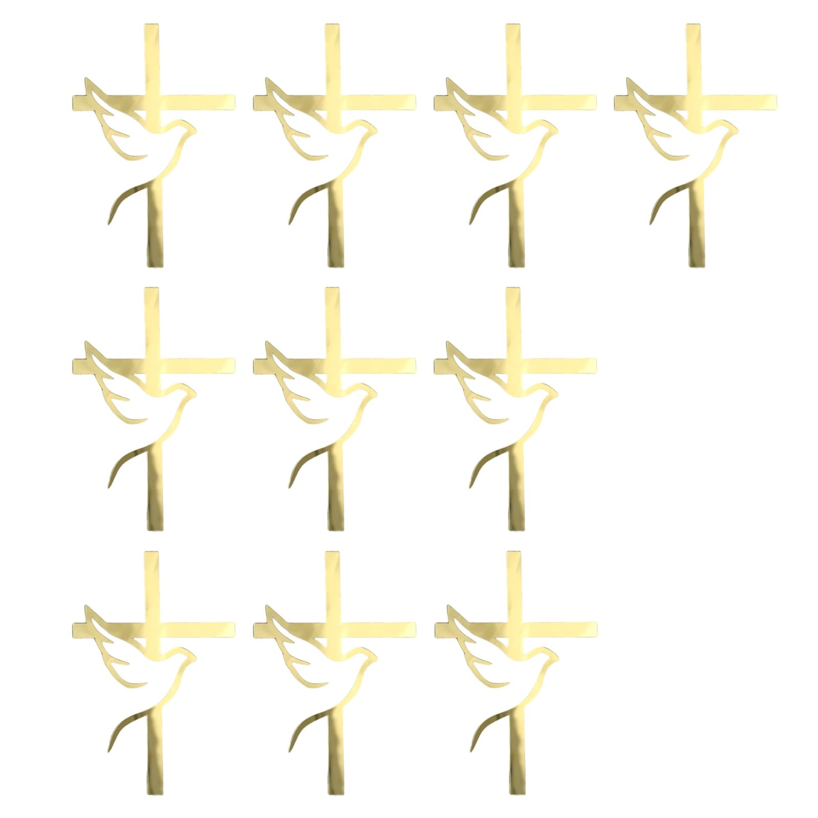 Jazuaiao 10pcs Spiritual Gold Crossed Christening Cake Toppers Religious Cake Insert Ceremony Decoration for Baptisms Celebration Gold Baptisms Decoration