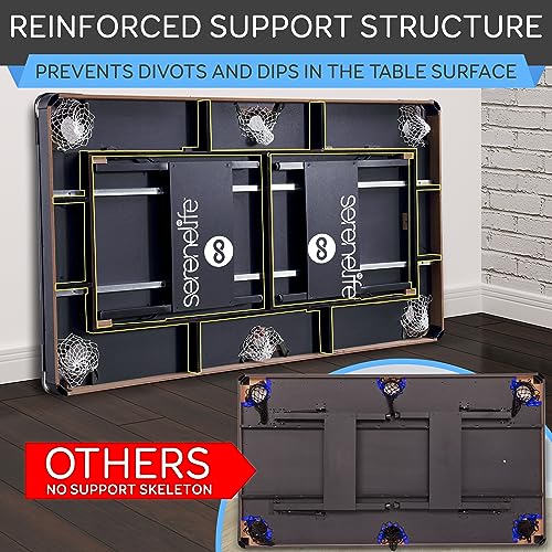 Image of SereneLife 6-Ft Folding Pool Table - Best in Stability - Steel Frame, Fully Supported Slate, Welded Leg Supports with Safety Anti Collapse Locks, 128LB Heavy Duty Billiard Game and Accessory Set