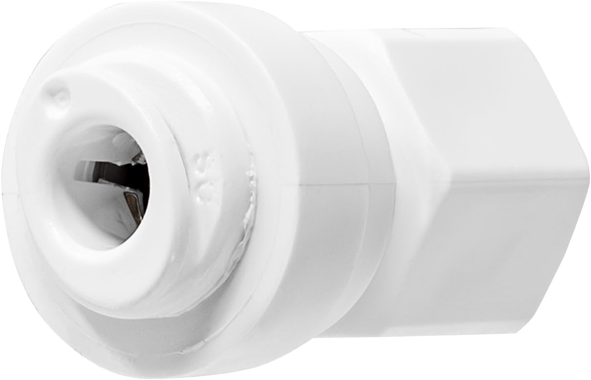 Metpure 1/4" OD Quick Connect x 1/4" Comp (7/16" UNS Thread) Female Faucet Adapter Fitting for Water Filtration RO Faucet Adapter. White.