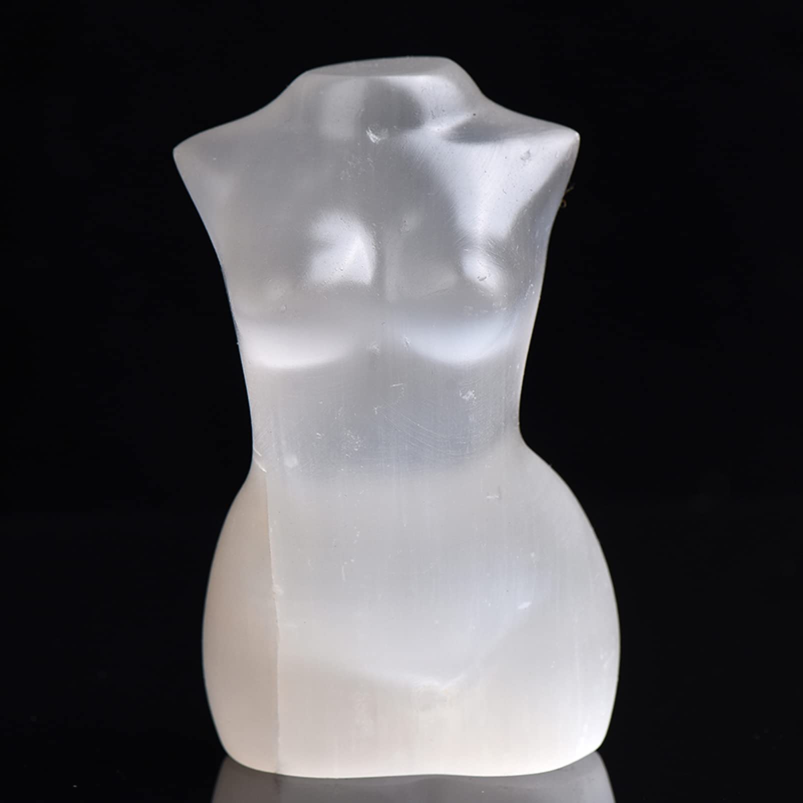 lleno de textura Estatua de cuerpo de cristal de selenita de cuarzo transparente Tallada a mano Modelo femenino Escultura de cristal Artesanía Oficina en el hogar Decoración de escritorio Adornos de e