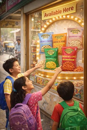 Image of Makhana Munch Roasted Makhana, Variety Pack, Cheese & Herbs, Korean Hot & Spicy, Natkhati Pudina, Himalayan Salt, Cream & Onion, Gluten Free, Low Fat (14g each) (Pack of 5)