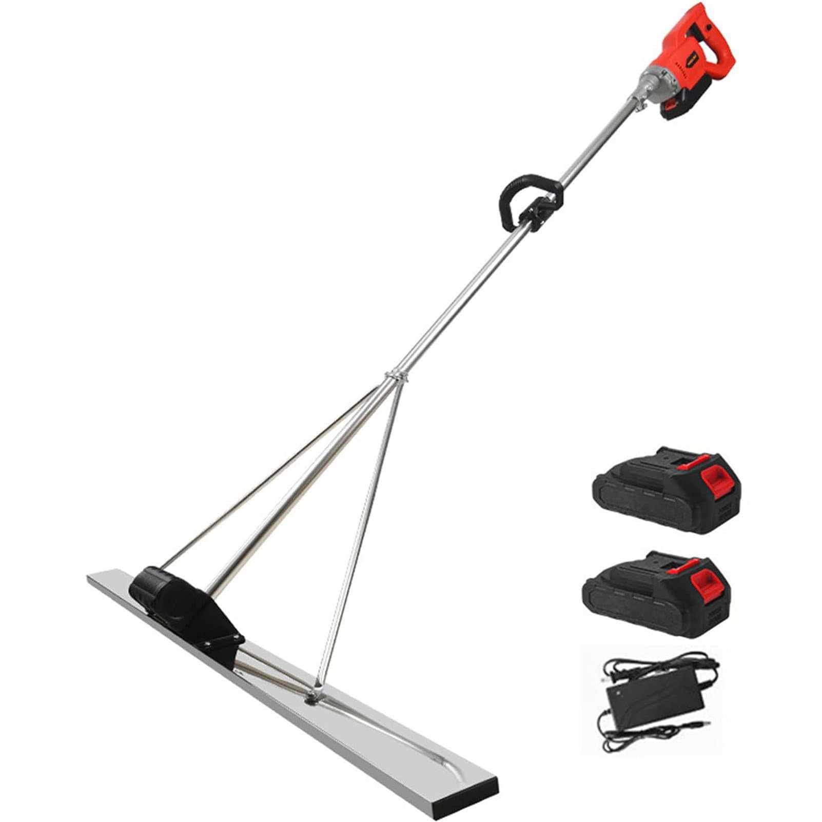 1.5m Electric Concrete Leveller, Concrete Screed Vibrator Kit, 6000ma Battery Powered Concrete Vibrator - Concrete Surface Screed Finishing Tool,2M-2Xbattery