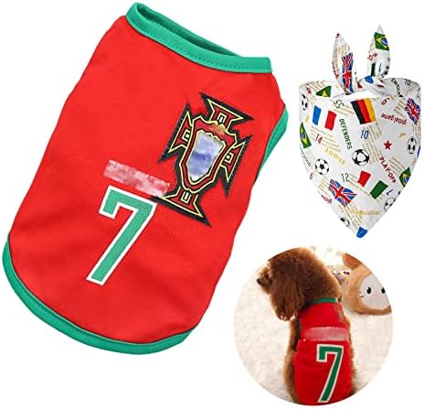 Dog Shirt Summer: Cute Dog Clothes for Small Dogs Girl Boy Dog Soccer Jersey Football Costumes Sports Dog Vest Bandana Set Breathable Soft Stretchy Medium Puppy Clothes Outfits