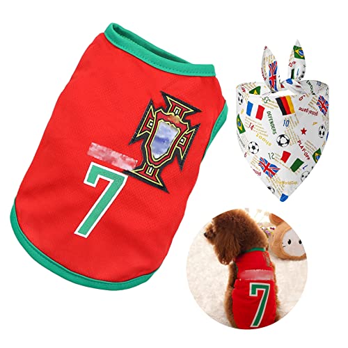 Dog Shirt Summer: Cute Dog Clothes For Small Dogs Girl Boy Dog Soccer Jersey Football Costumes Sports Dog Vest Bandana Set Breathable Soft Stretchy Medium Puppy Clothes Outfits #TOP22