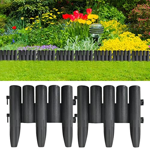 OPAHDN Garden Edgings Decorative Log Design, 36 Pieces Anthracite, Durable PP Material, 32.8 Feet Total Length