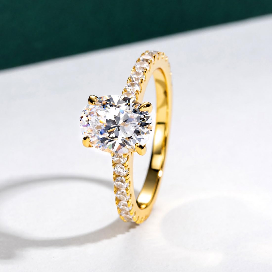 Bo.Dream Yellow Gold Plated Silver Oval/Pear/Cushion/Princess Cut Cubic Zirconia Engagement Rings - Image 5