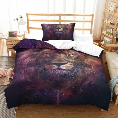 Housse de couette Lion microfibre douce lavable pour literie ado - 2