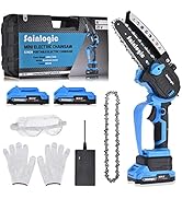 Sainlogic 6 Zoll Mini Kettensäge mit Akku, Mini Kettensäge Elektro mit 2 * 2000mAh Akku, 850W Tra...