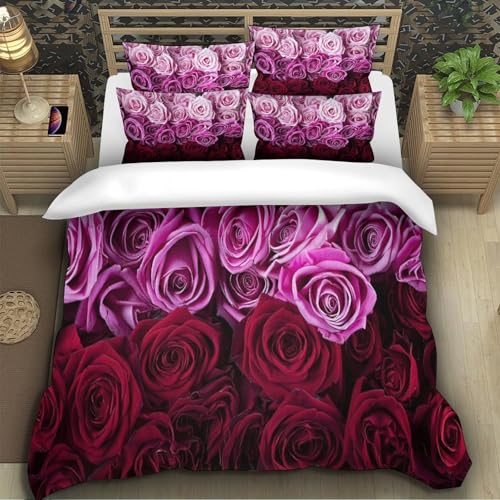 Parure de lit rose 3D pour une chambre d'ado douce et moderne avec housse King