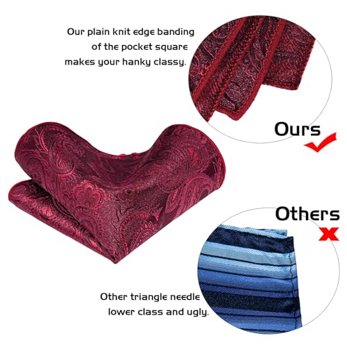 Image of 5PCS Tie and Pocket Square for Men, Silk Necktie and Handkerchief Cufflinks with Gold Ring and Lapel Pin Set
