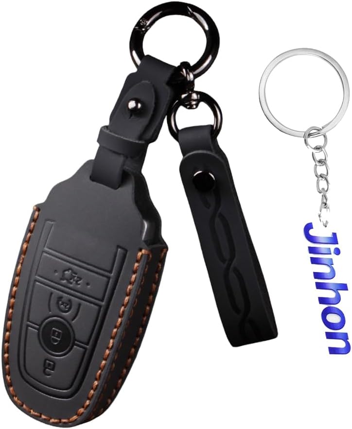 Skórzane etui na kluczyki samochodowe Ford F150 2025 2026 Maverick Mondeo Fusion Mustang Explorer Expedition Escape Range brelok akcesoria 4 przyciski czarne