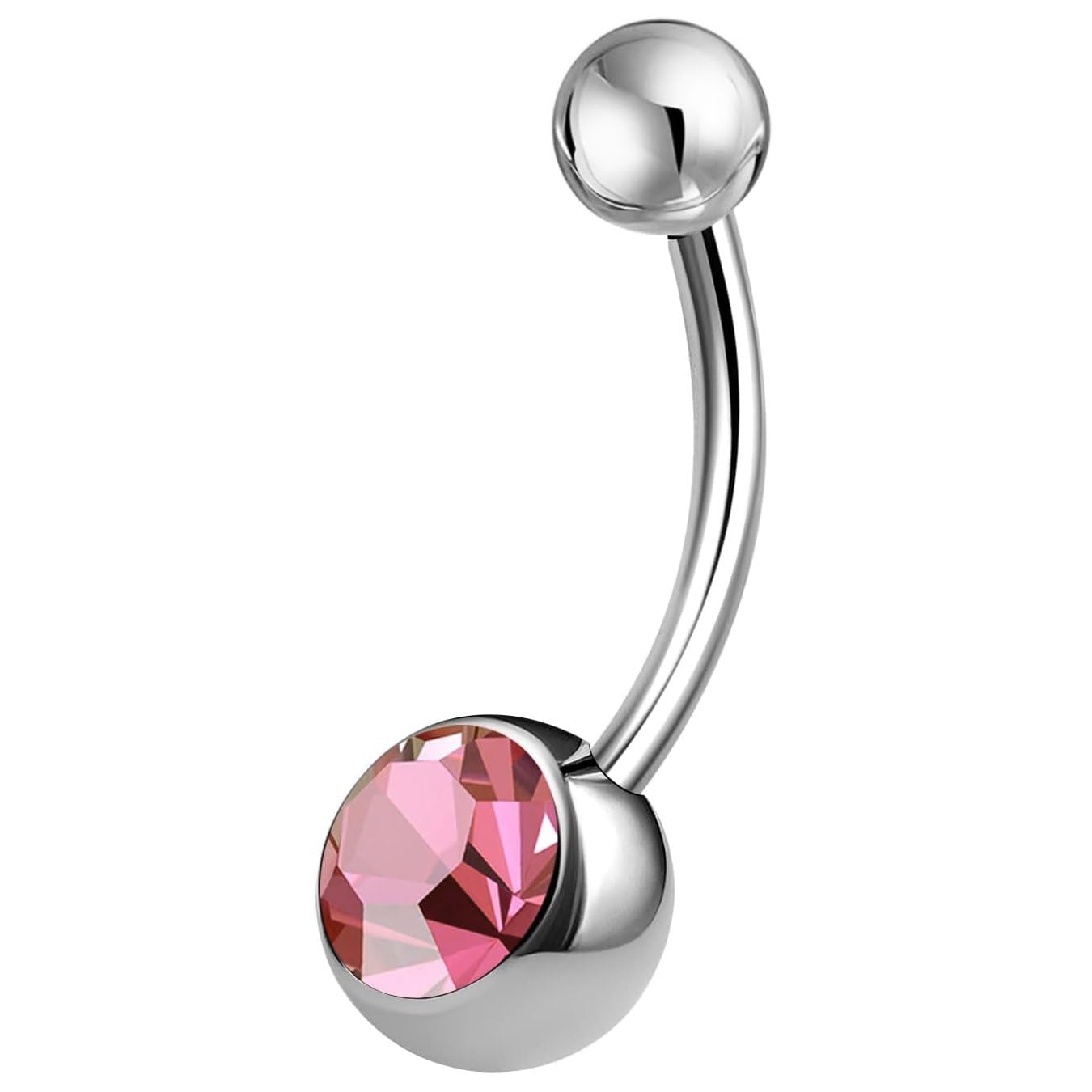 via mazzini No-Tarnish No-Rusting Surgical Steel Crystal Belly Button Navel Ring for Women and Girls (BB0042) 1 Pc-picture-30
