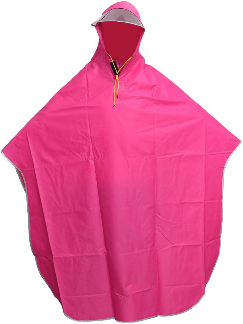 VORCOOL Men Women Cycling Bicycle Bike Rain Cape Poncho Hooded Windproof Rain Coat Mobility Scooter Cover Outdoor Camping Tent Mat with Transparent Cap (Rose Red)